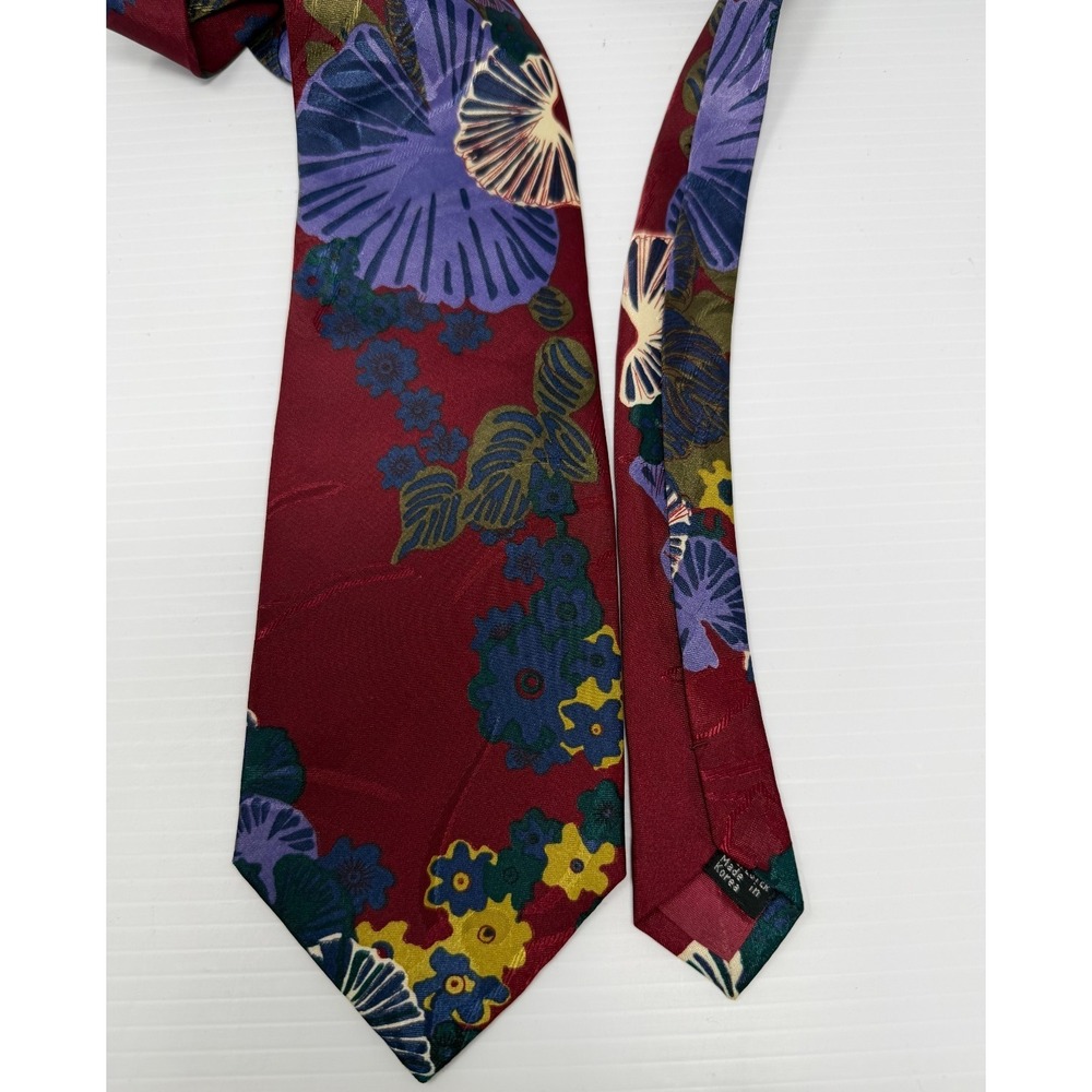 Pierre Balmain Designer Tie Men's One Size Red Floral 100%‎ Polyester Adjustable